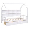 Wooden Twin Size House Bed With 2 Drawers, Storage Shelf Kids' Bed, Multifunctional Sky Roof House Bed Frame - 4 of 4
