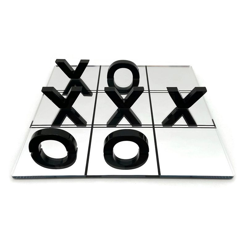 OnDisplay 3D Luxe Acrylic Mirrored Effect Tic Tac Toe Game Set, Black, 5 of 7