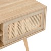 55.12" Rattan TV Cabinet TV Stand With Open Storage Shelves Double Sliding Doors Solid Wood Legs Media Console Table For Living Room Bedroom - 4 of 4