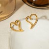 Curved Heart Earrings for Women Gold Stainless Steel Chunky Studs Lightweight Ginger Lyne - 2 of 4