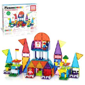  Playmags 150-Piece Magnetic Tiles Building Set – 3D Magnet  Building Blocks, Creative Imagination, Inspirational, Educational STEM Toys  for Kids with 1 Car : Everything Else