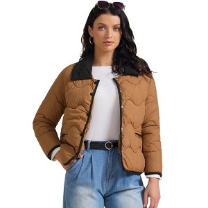 INSPIRE CHIC Women's Casual Long Sleeve Button Down Padded Outerwear Puffer Jacket - 1 of 4
