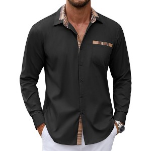 COOFANDY Men's Long Sleeve Dress Plaid Collar Casual Button Down Shirts - 1 of 4