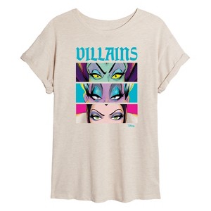 Women's - Disney Villains - Villains Stacked Oversized Graphic T-Shirt - 1 of 4