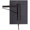 Franklin Iron Works Brinly Farmhouse Rustic Swing Arm Wall Lamps Set of 2 Matte Brown Metal Plug-in Light Fixture Burlap Shade for Bedroom Living Room - 3 of 4
