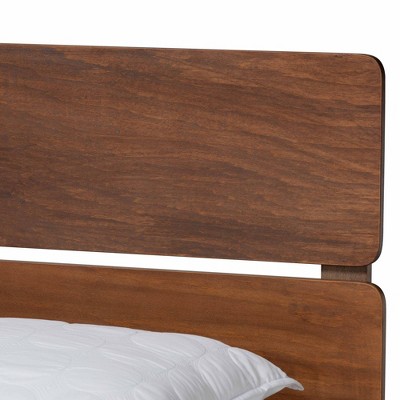 Anthony Walnut Queen Wood Panel Bed with Slatted Headboard