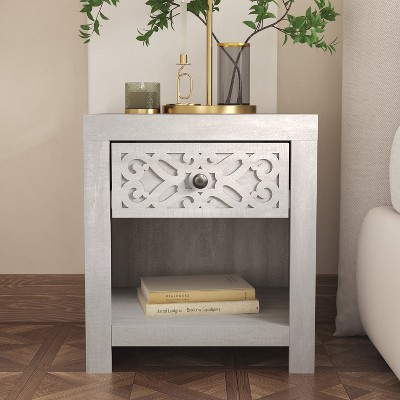 Image of Galano Lophelia 1 Drawer Dusty Grey Oak Nightstand