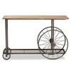 Terence Vintage Industrial Natural Wood and Metal Wheeled Console Table Black - Baxton Studio: Entryway Hallway Furniture - 2 of 4
