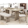 6 PCS Farmhouse Style Dining Set with Bench, Rectangular Table with Curved Legs, Upholstered Wood Frame Chairs with Cushions-Coolbibila - 2 of 4