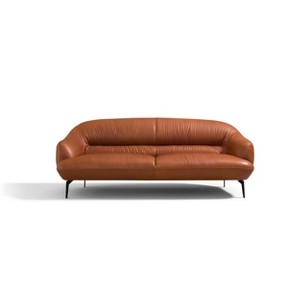 88" Leonia Sofa Cognac Leather - Acme Furniture: Contemporary Metal Legs, Plush Upholstery - 1 of 4