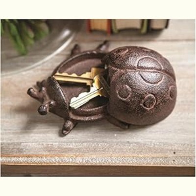 Manual Woodworks and Weavers Cast Iron Ladybug Key Hider Set of 2, Garden Décor Accent