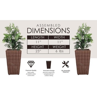 Mocha Tall Resin Wicker All-Weather Planter Set