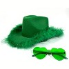 4E's Novelty Green Cowboy Hat with Feathers & Heart-Shaped Sunglasses - Perfect Cowboy Outfit Accessory, Cowboy Hat for Party Costume Dress Up - 2 of 4