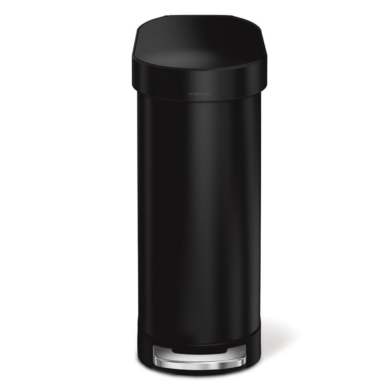 simplehuman 45L Slim Step Kitchen Trash Can, Matte Black Stainless Steel, 2 of 7