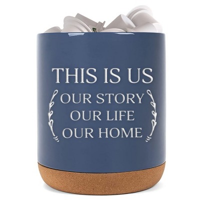 Elanze Designs This Is Us Navy Blue X-Large Cork Bottom, Kitchen Counter, Ceramic Stoneware, Coffee, Tea and Hot Chocolate, Machine Brewing, K Capsule