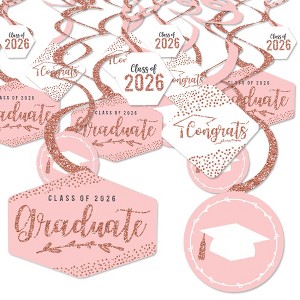 Big Dot of Happiness Rose Gold Graduation Class of 2026 Decorations Hanging Swirls - Set of 40 - 1 of 4