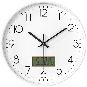 REGALWOVEN Plastic Silent Battery Powered Date and Temperature Wall Clock 12 Inches - 1 of 4