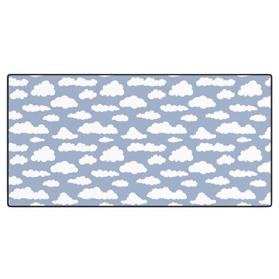retrografika Sunny Summer Sky White Cartoon Desk Mat - Deny Designs