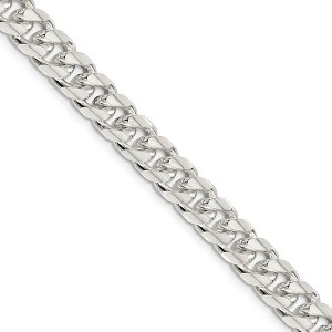 Black Bow Jewelry Men's 8.5mm Sterling Silver Solid D/C Domed Curb Chain Necklace - 1 of 4