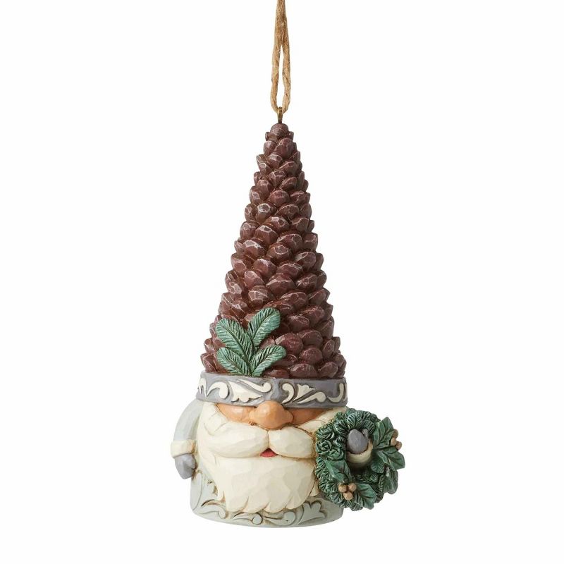 Jim Shore 4.75 In Gnome With Pinecone Hat Ornament Wreath Christmas Tree Ornaments, 1 of 4