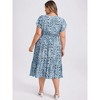 GRACE & GRANDEUR Women's Plus Size Floral Print Button Decor V Neck Flowy Maxi A Line Dresses with Pockets - 3 of 4