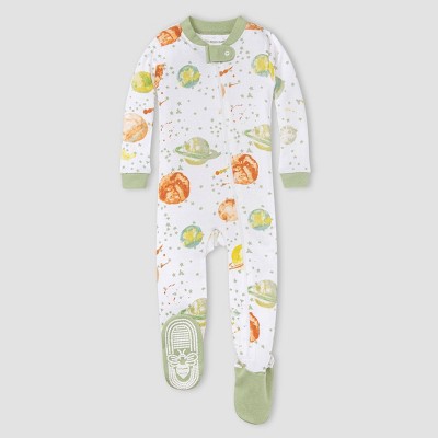 Burt's Bees Baby® Baby Boys' 2pc Watercolor Galaxy Snug Fit Footed Pajama - Light Green 3-6M