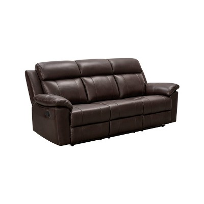 Brianna Top Grain Leather Reclining Sofa Dark Brown - Abbyson Living