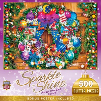 MasterPieces 500 Piece Glitter Christmas Jigsaw Puzzle - Ornament Wreath