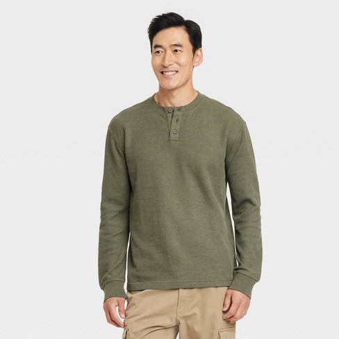 Olive henley shirt best sale