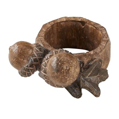 Saro Lifestyle Acorn Napkin Ring Holders (Set of 4) Natural