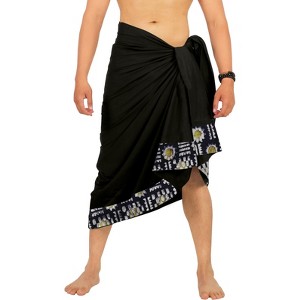 HAPPY BAY Men's Swimwear Beachwear Summer Wrap Sarong One Size Geometric Black - 1 of 4