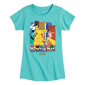 Girls' - Pokémon - Pikachu Summer Pattern Fitted Short Sleeve Graphic T-Shirt - 1 of 4
