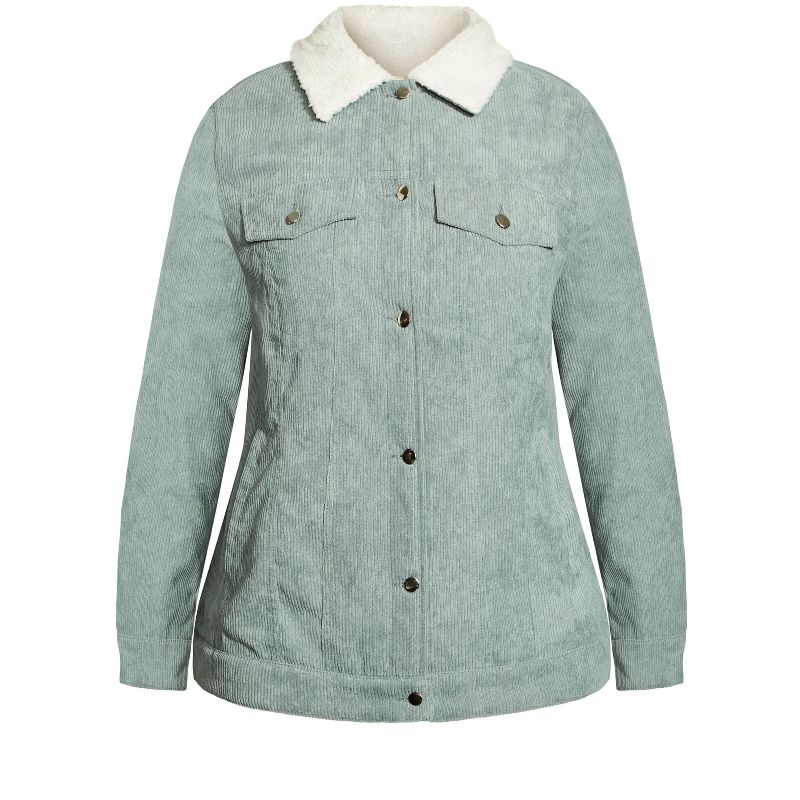 Women's Plus Size Cord Jacket - blue | EVANS, 5 of 7