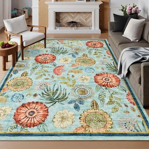 Floral Washable Area Rug: Large Living Room Area Rug - 1 of 4