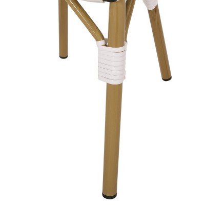 Black and White Bamboo Finish Armless Bistro Chairs, Set of 2