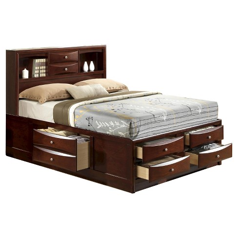 King bed frame with deals storage and headboard