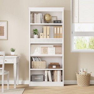 Nasitip 5 Tier Bookcase with Adjustable Shelves, Tall Bookshelf w/Wooden Legs, Rustic Vintage Etagere for Living Room Apartment Office - 1 of 4