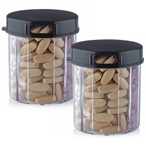 MEDca Round Pill Organizer Dispenser: Pack of 2: Boxes w/ 4 Compartments for Medication, Vitamins & Supplements Bottle Daily Case Reminder Box - 1 of 4