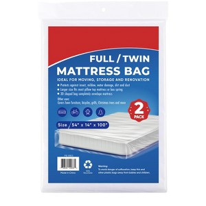 Aoibox Full Size Mattress Bags for Moving and Storage Waterproof Plastic Mattress Protector Cover Clear 2 Pack 54x100x14 - 1 of 4