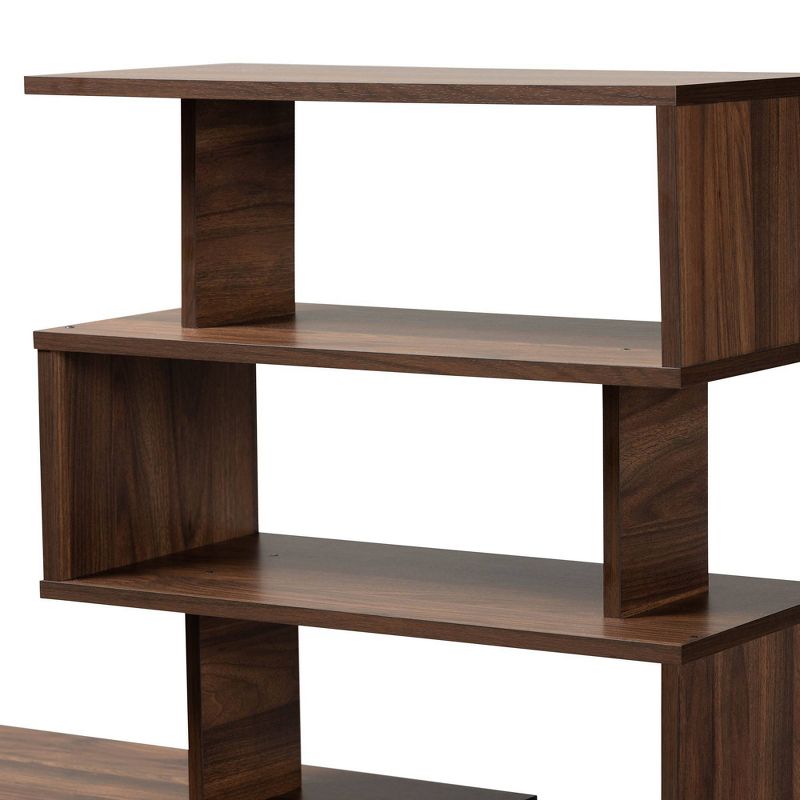 Foster Wood Storage Desk with Shelves Walnut/Brown - Baxton Studio, 5 of 10