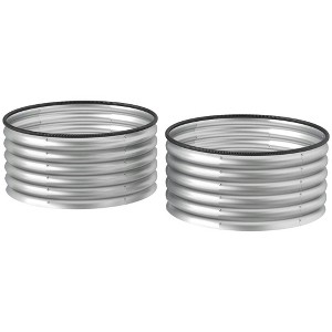 Resenkos Patio Planting Bed, Raised Garden Bed,Set of 2 Raised Garden Bed, Metal Planter Box with Safety Edging, Silver - 1 of 4