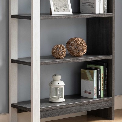 CAVINAS Bookcases for Living Room 4-Tier Display Storage Cabinet 2-Toned Bookcase with 4 Shelves for Office