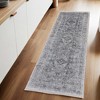 8' Gray and Silver Oriental Power Loom Worn Faded Runner Rug - 2 of 4