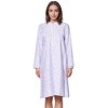 YafeMarte Women’s Long Sleeve Flannel Nightgown with Lace Trim and Floral Design - 3 of 4