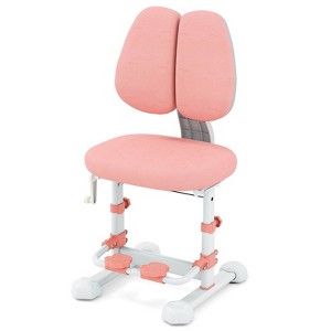Costway Kids Study Chair with Adjustable Double Backrest, Footrest, Seat Height & Depth Gray/Blue/Pink - 1 of 4