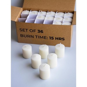15 Hour Votive Candles Set of 36 - Ivory Candles Perfect as Wedding Candles or Emergency Candles - 1.5x1.7 inch Unscented Ivory Votive Candles - 1 of 4