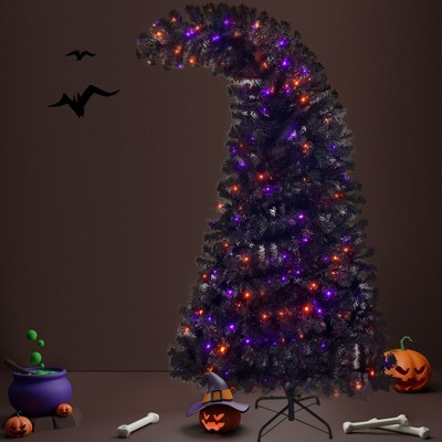 VisioGear Craft Activity Kits 6FT Artificial Fir Bent Top Christmas Tree Holiday Decoration 1080 Lush Branch Tips, Black
