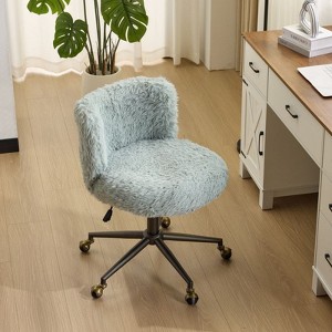 Karl Home | Plush Velvet Swivel Chair Antique Bronze Base With Wheels - 1 of 4