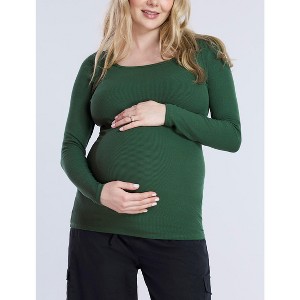 Women's Square Neck Rib Knit Long Sleeve Tee | Motherhood Maternity - 1 of 4