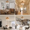 PAKOKULA 3-Light Drum Nature Rattan&Crystal Flush Mount Ceiling Light - 4 of 4
